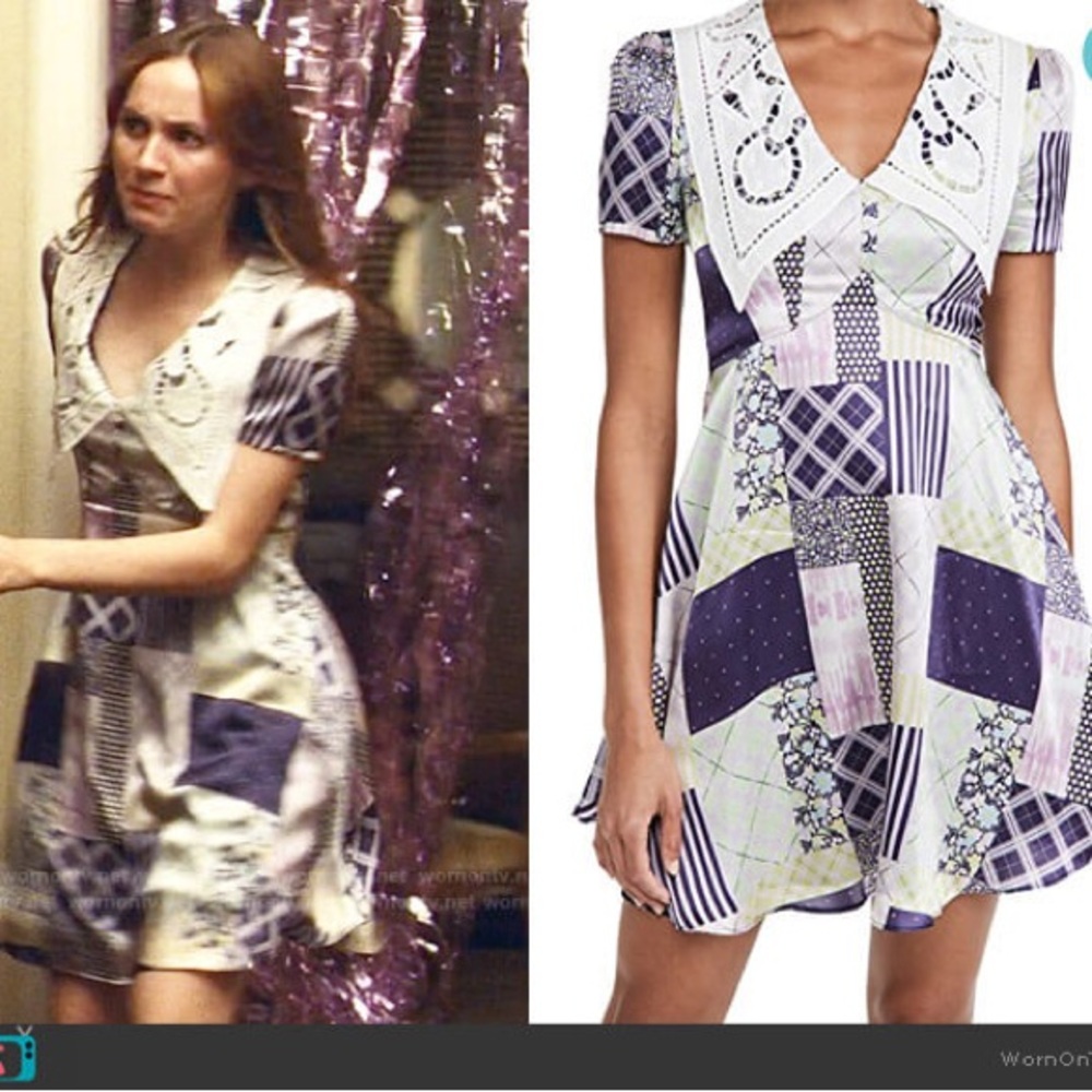 Olivia Rubin Purple Patchwork Quilt Mini Dress Size 10